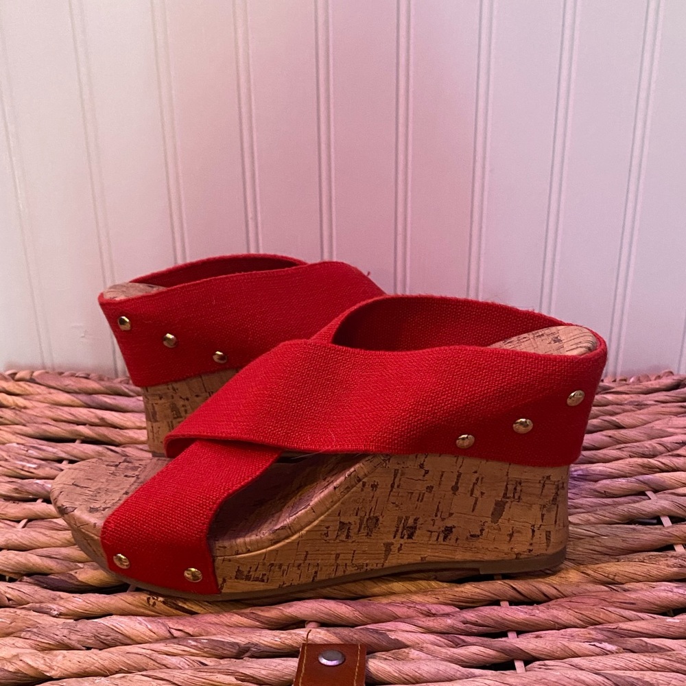 Red Platform Wedge Sandals